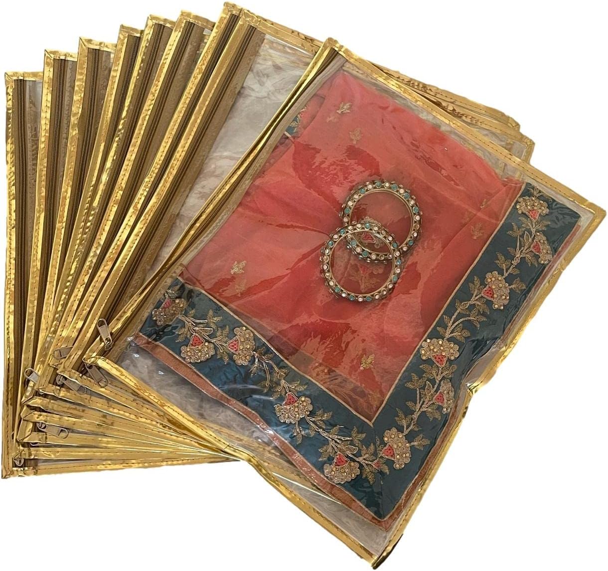 SRB50-S Set of 10 Transparent Garment Storage Bag, Saree Cover, Single Packing Saree Cover, Saree Bag, Sari Storage Bag, Wardrobe Organiser, Clothes Storage Bag, Indian Wedding Gift Packing