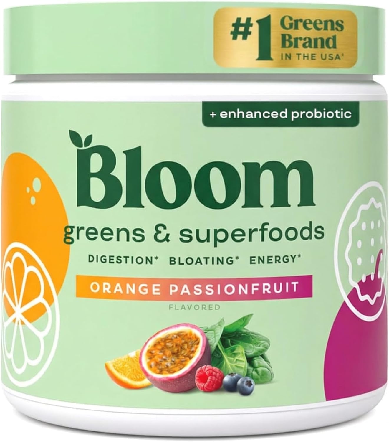 Bloom Nutrition Superfood Greens Powder, Digestive Enzymes with Probiotics and Prebiotics, Gut Health, Bloating Relief f