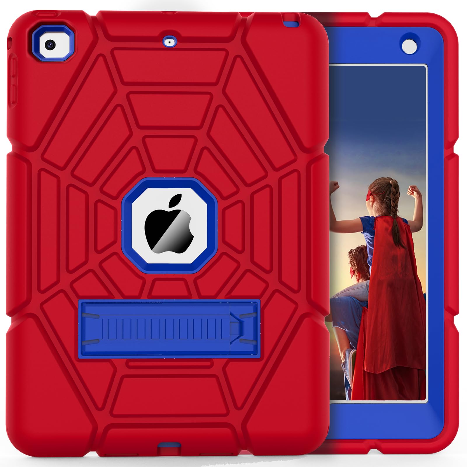 Grifobes for iPad 6th/5th Generation Cases 2018/2017, for Pad Air 2 Case 2014 9.7 inch, Heavy Duty Shockproof Rugged Protective i Pad 5 6 Gen 9.7" Case with Stand (Red+Blue)