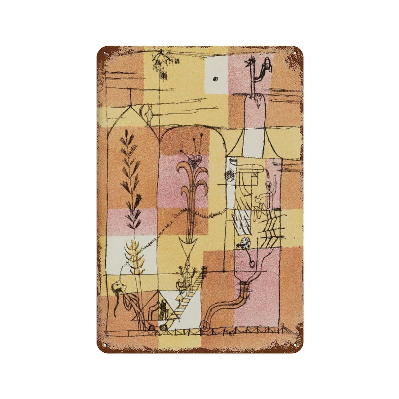 xiaoxiaoshen Paul Klee in The Spirit of Hoffmann, Vintage Abstract Wall Decor Art Metal Tin Poster Modern Home Decor Art Home Bar Shop Decorations Vintage Sign 30x20cm