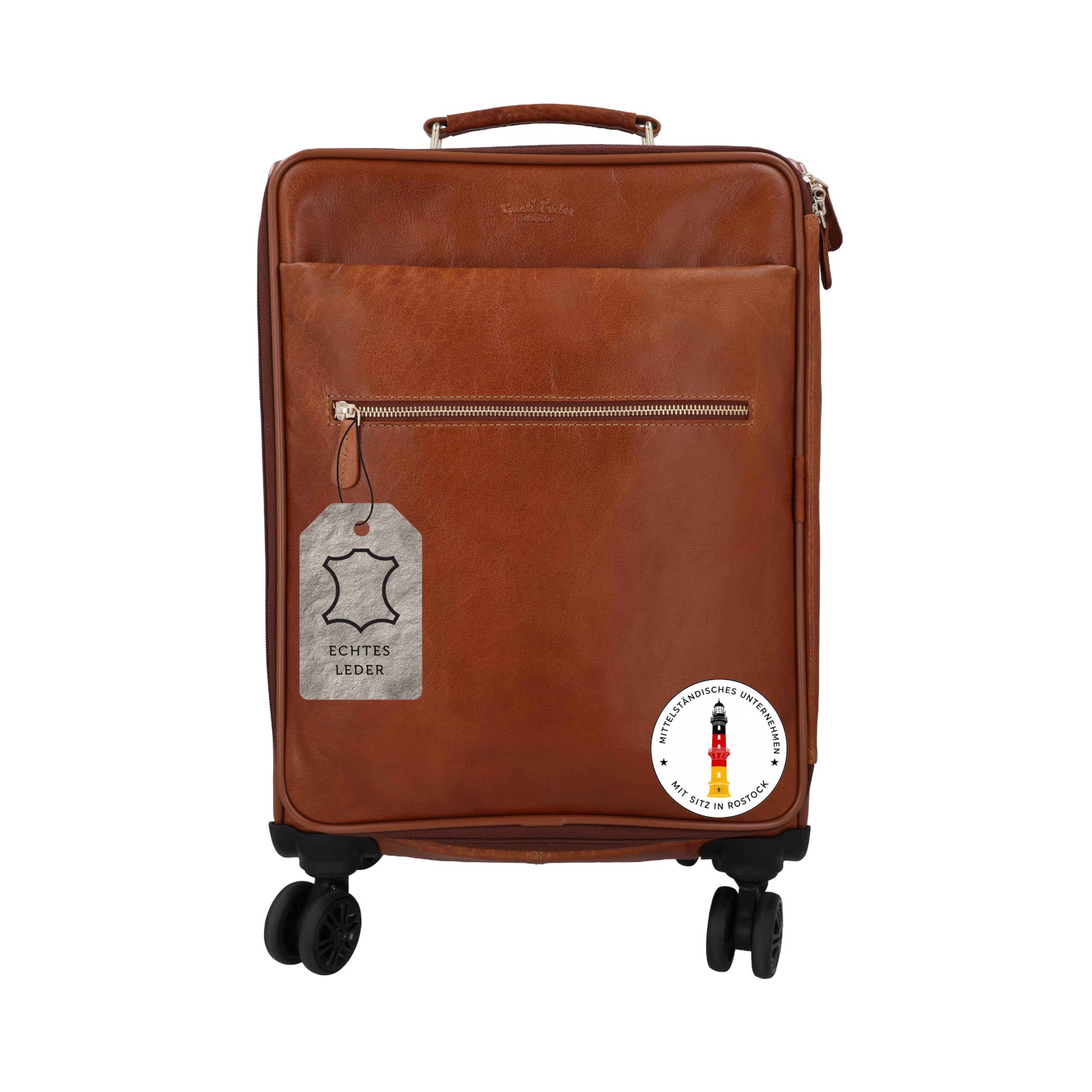 Gusti Borsa da viaggio in pelle – Asia trolley da viaggio con ruote, da uomo, in pelle marrone