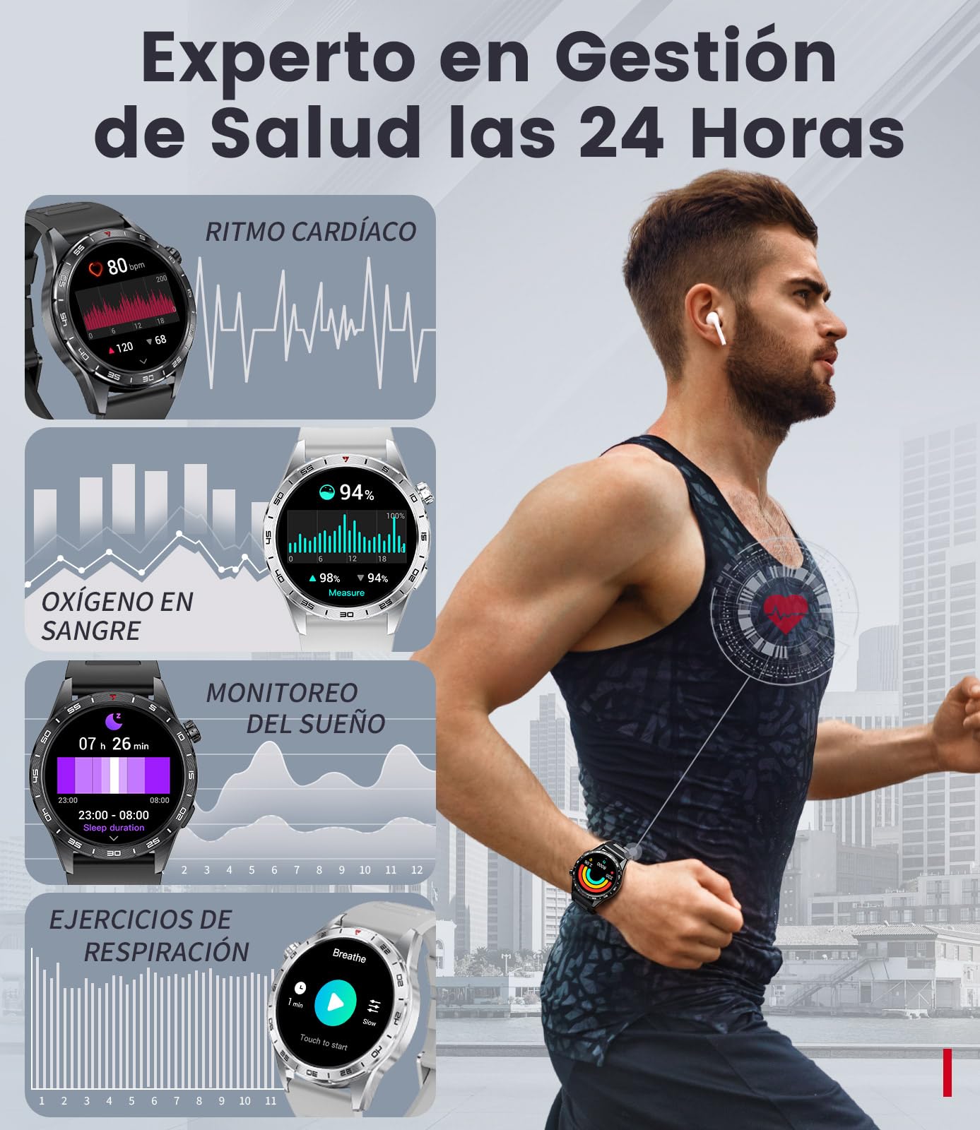 LIGE Smartwatch Uomo con 3 Cinturini, Batteria 400mAh 1.43" HD AMOLED Orologio Smartwatch con Chiamate Bluetooth, 113 Modalità Sport, 24H Cardiofrequenzimetro Sonno, IP68 Smart Watch per Android iOS