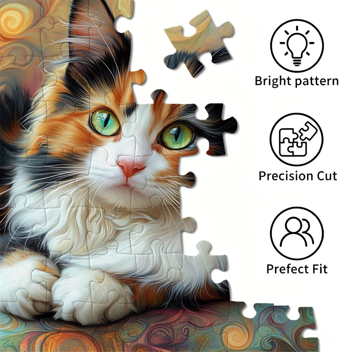 Puzzle 5000 Pezzi astratto Puzzle Legno gatto, n-39