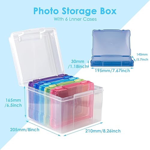 Miniatura 2 de WRVCSS Caja de almacenamiento de fotos de 5 x 7 pulgadas, 6 fundas interiores sin ácidos, organizador de semillas y manualidades para tarjetas,