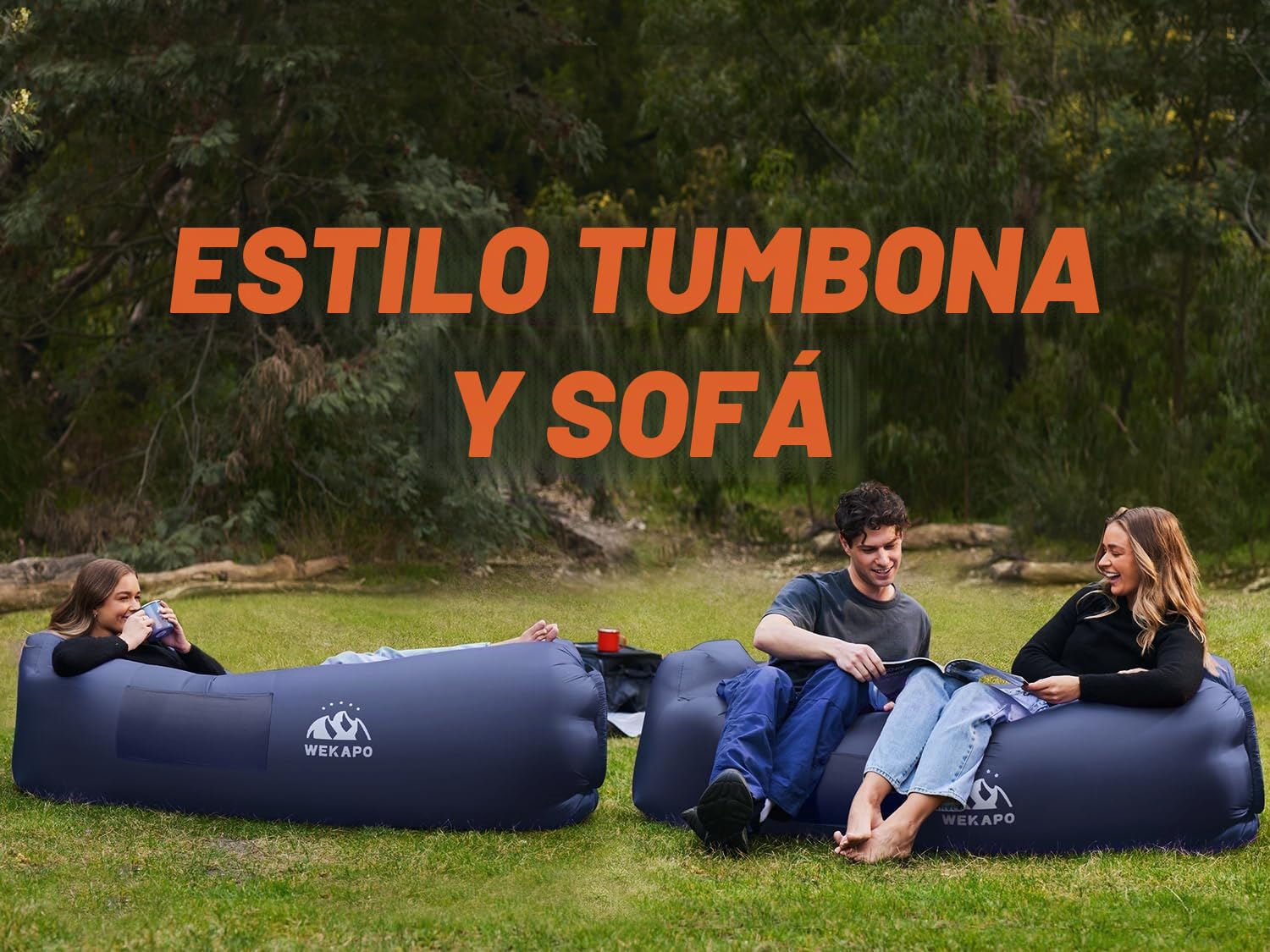 WEKAPO Tumbona Inflable para Acampada y Playa, sofá Inflable portátil para Senderismo, césped, películas y Festivales de música en Interiores y Exteriores. Hamaca de Aire Ligera y fácil de Instalar