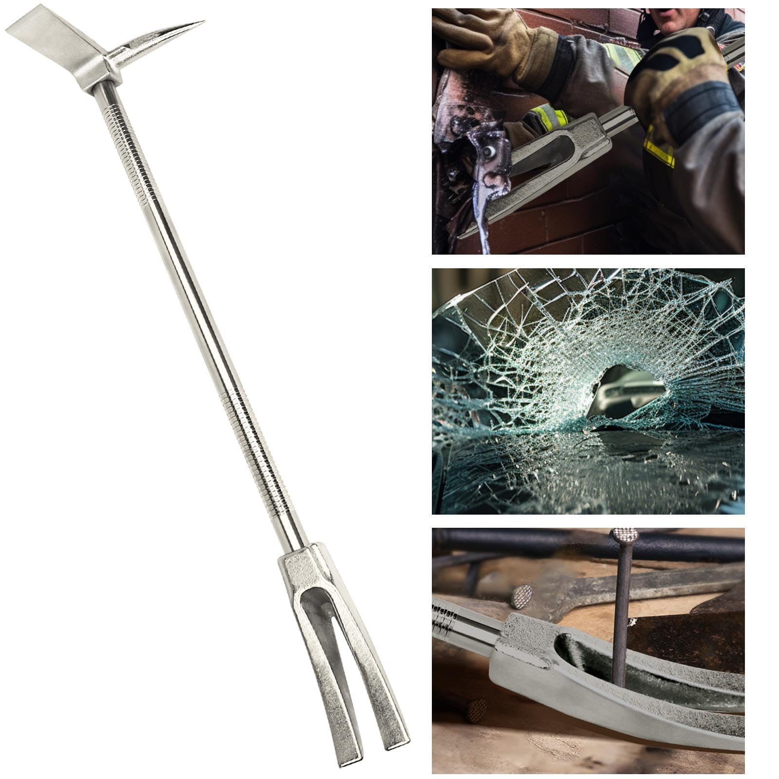 30" Halligan Bar Firefighter Tool - Forged Steel One-Piece Construction | Fork Gap Design