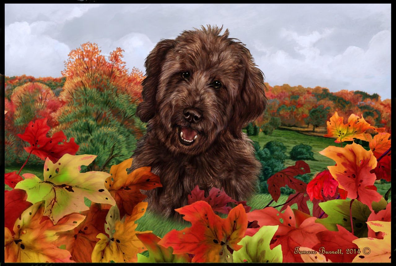 Best of Breed Goldendoodle Chocolate Fall Leaves Floor Mat