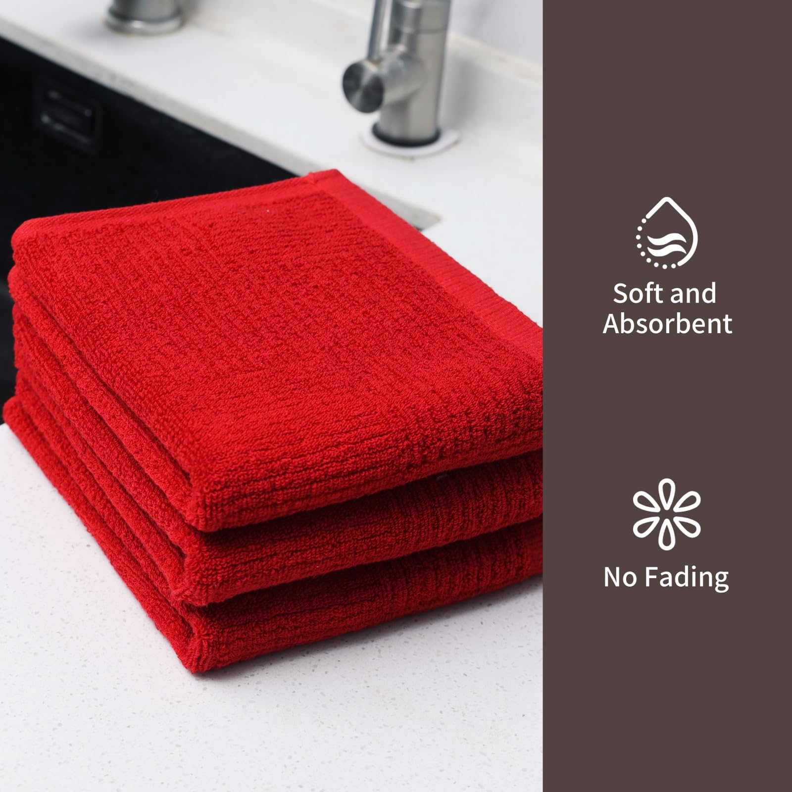 Glynniss Paños de cocina para cocina, toallas de cocina 100 % algodón (rojo, 40,6 x 66 cm)