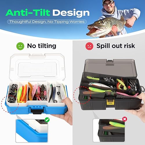 Miniatura 4 de PLUSINNO Caja de aparejos de pesca con aparejos incluidos, kit de señuelos de pesca de 373 piezas con bandeja extraíble, equipo de pesca con Varios