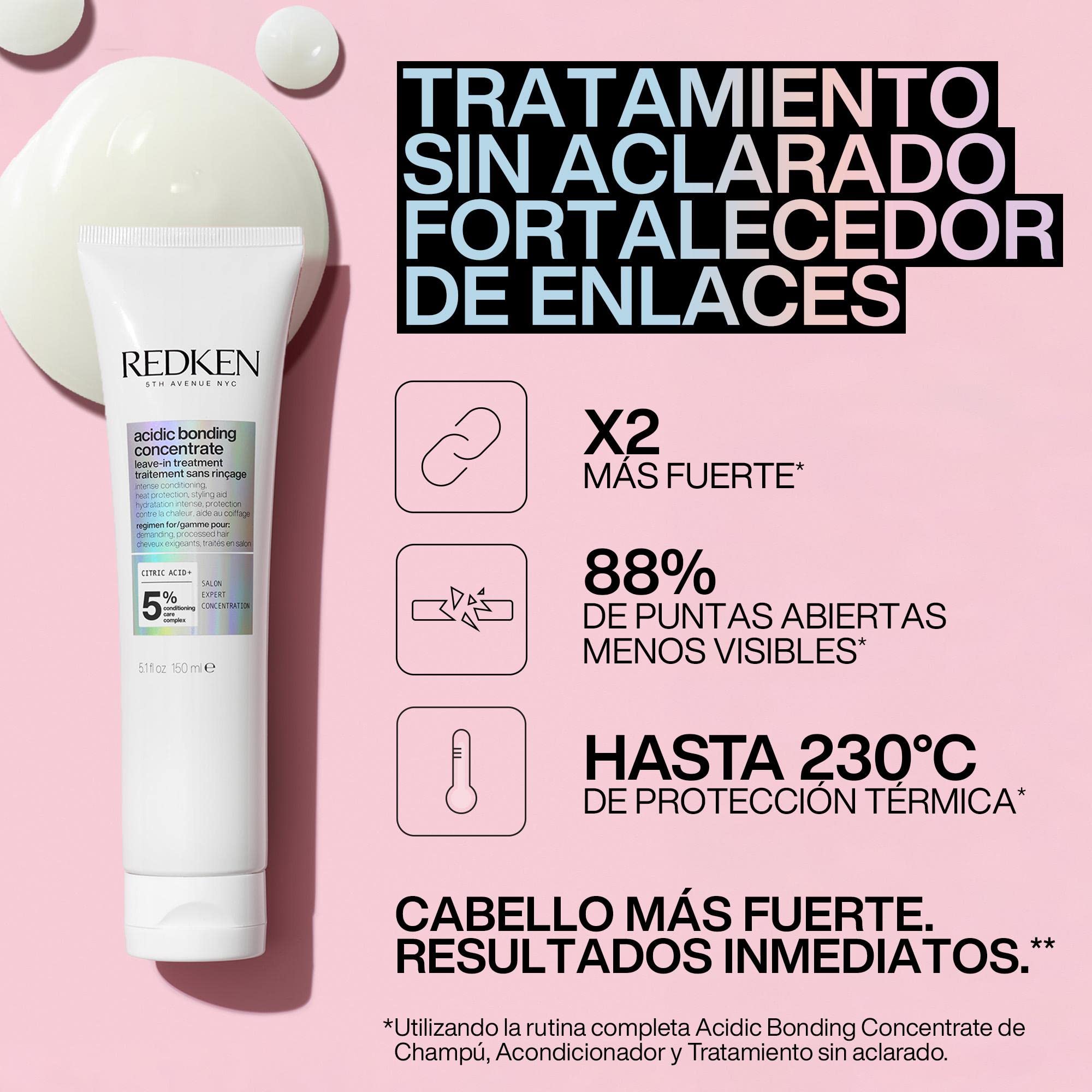 Redken | Pack Champú + Tratamiento Sin Aclarado, Reparador y protector para cabello dañado, Acidic Bonding Concentrate, Champú 300 ml + Tratamiento, 150 ml