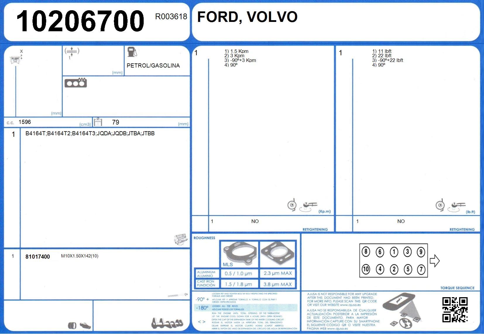 Ajusa 50378500 Kit Completo Guarnizioni Motore