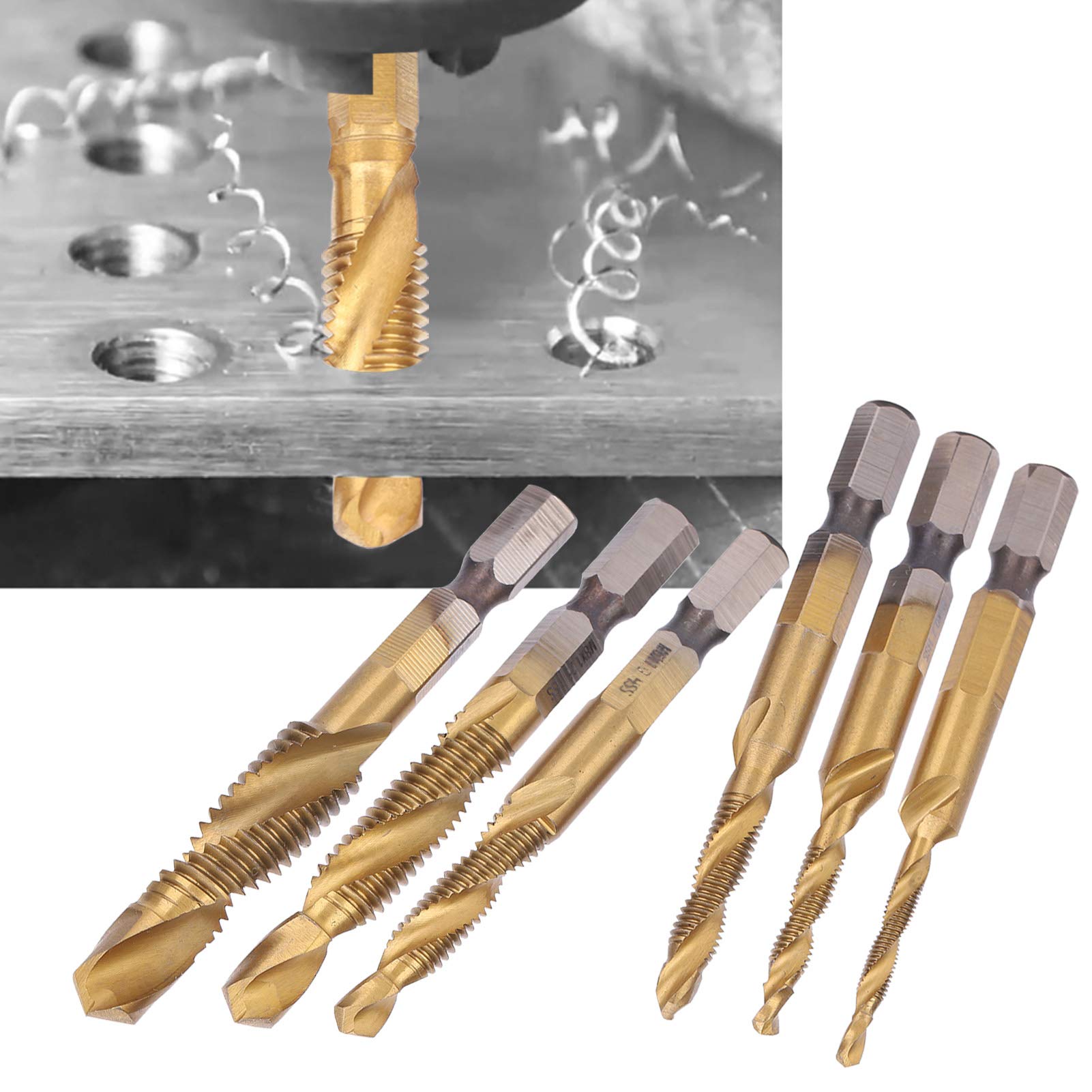 Tap Set Standard 6-Piece Combination Drill Tap Bit Set - Metric M3 To ...