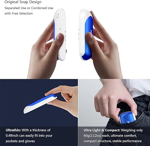 Miniatura 2 de Calentadores de manos recargables, paquete de 2, 5000 mAh, calentador de manos eléctrico caliente 2 en 1, calentador de manos portátil, calentador