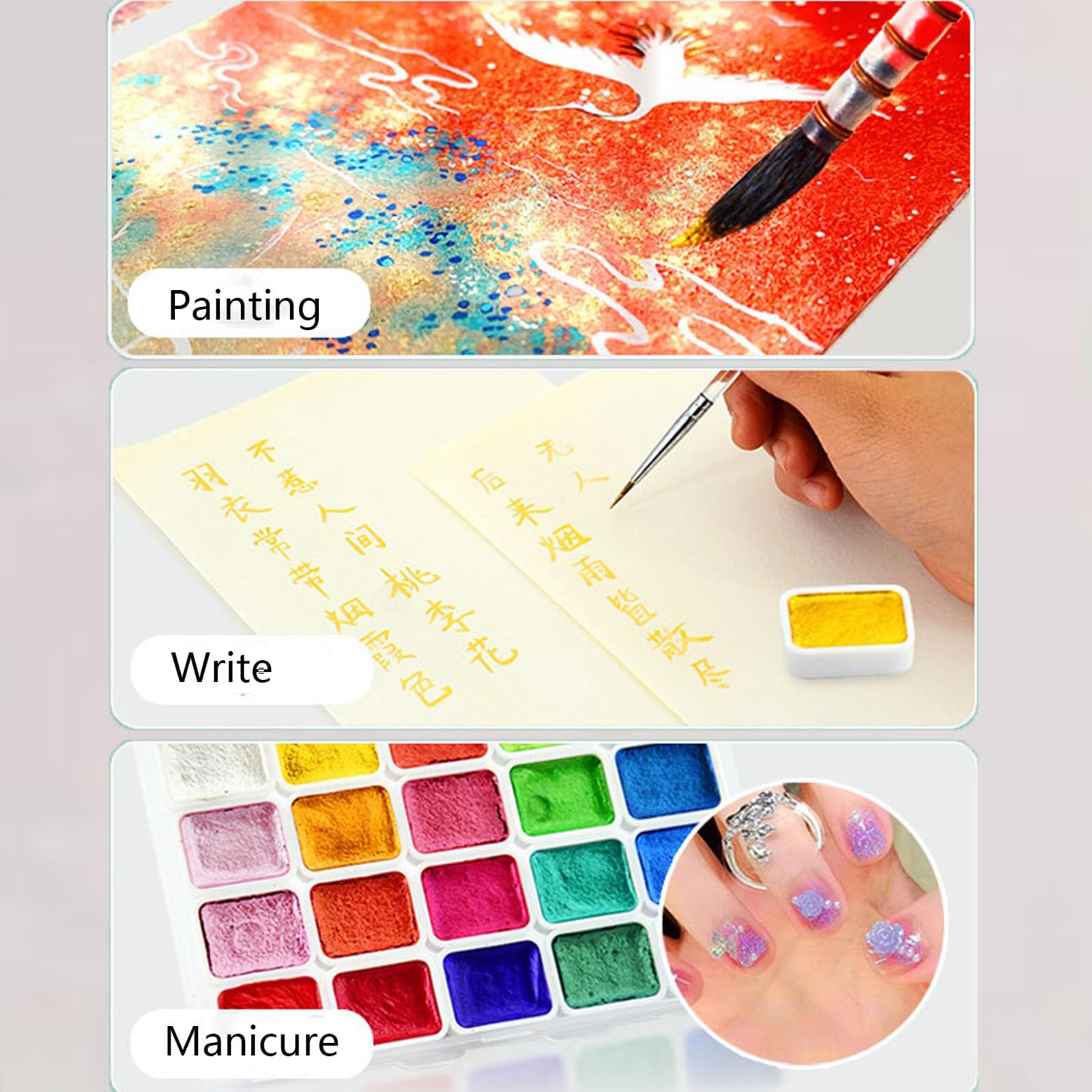 Amazon | 20色水彩画セット、マルチチュデット水彩絵の具、きらめき