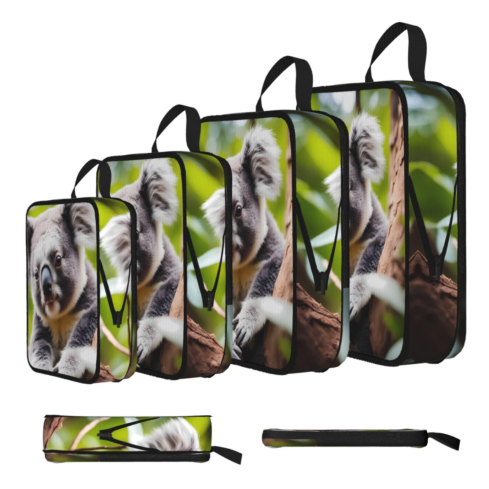 Sxzvvbn Black Happy Cute Koala Compression Packing Cubes 4 Piece Set