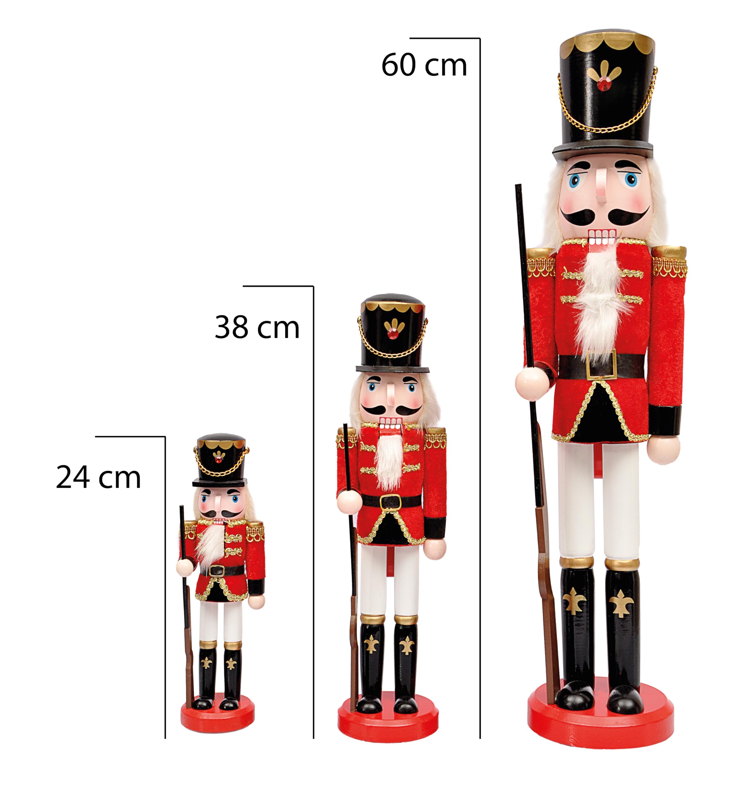 Ciao- Schiaccianoci Natale Soldatino con baionetta (38cm) in legno e tessuto, rosso/nero