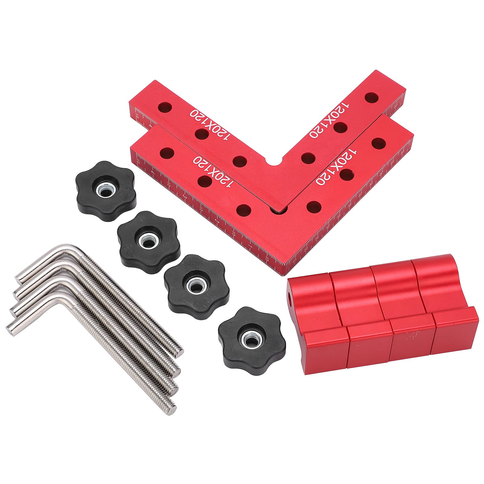 Herramienta de sujeción de carpintero profesional Posicionamiento en ángulo recto de 90 grados Accesorio de esquina de carpintería de aleación de aluminio cuadrado con clips