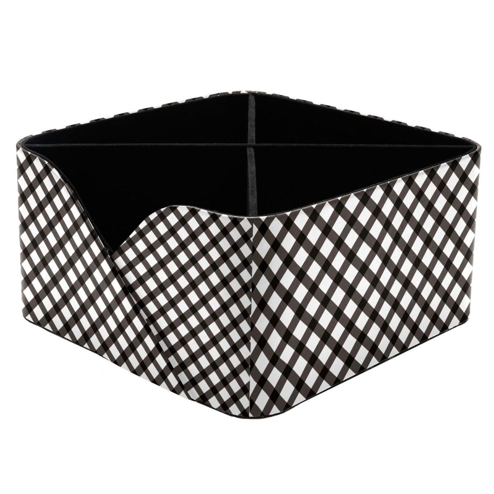 KengjuTesu Cross Diagonal Fringe Desktop Organizer Pen Holder, Rectangular Pencil Cup for Office, Study and Makeup Stations