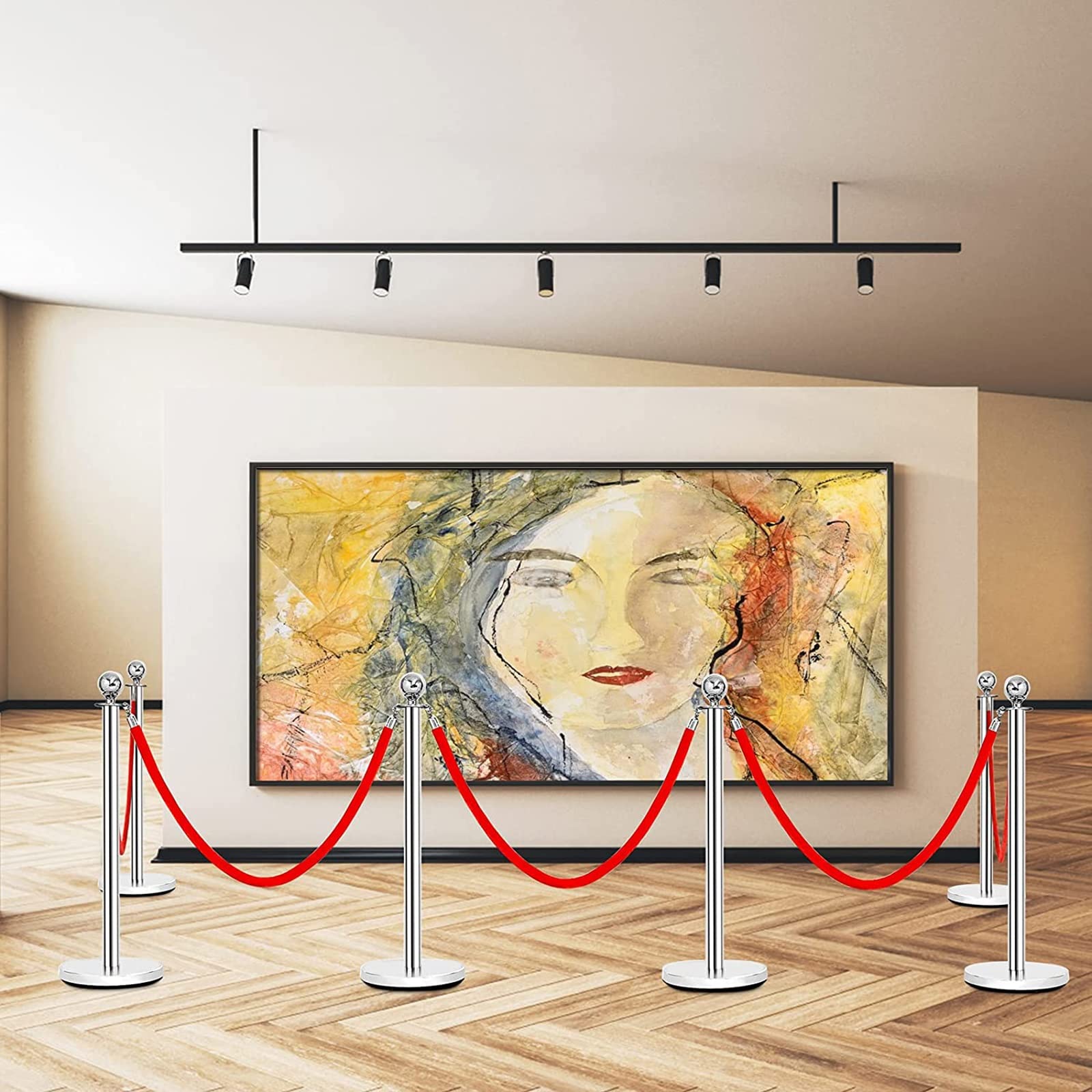 Stanchion Rope Crowd Control Queue Barrier 2 Pcs Red Safety Barrier Ropes 3-16.4ft Length for Exhibition