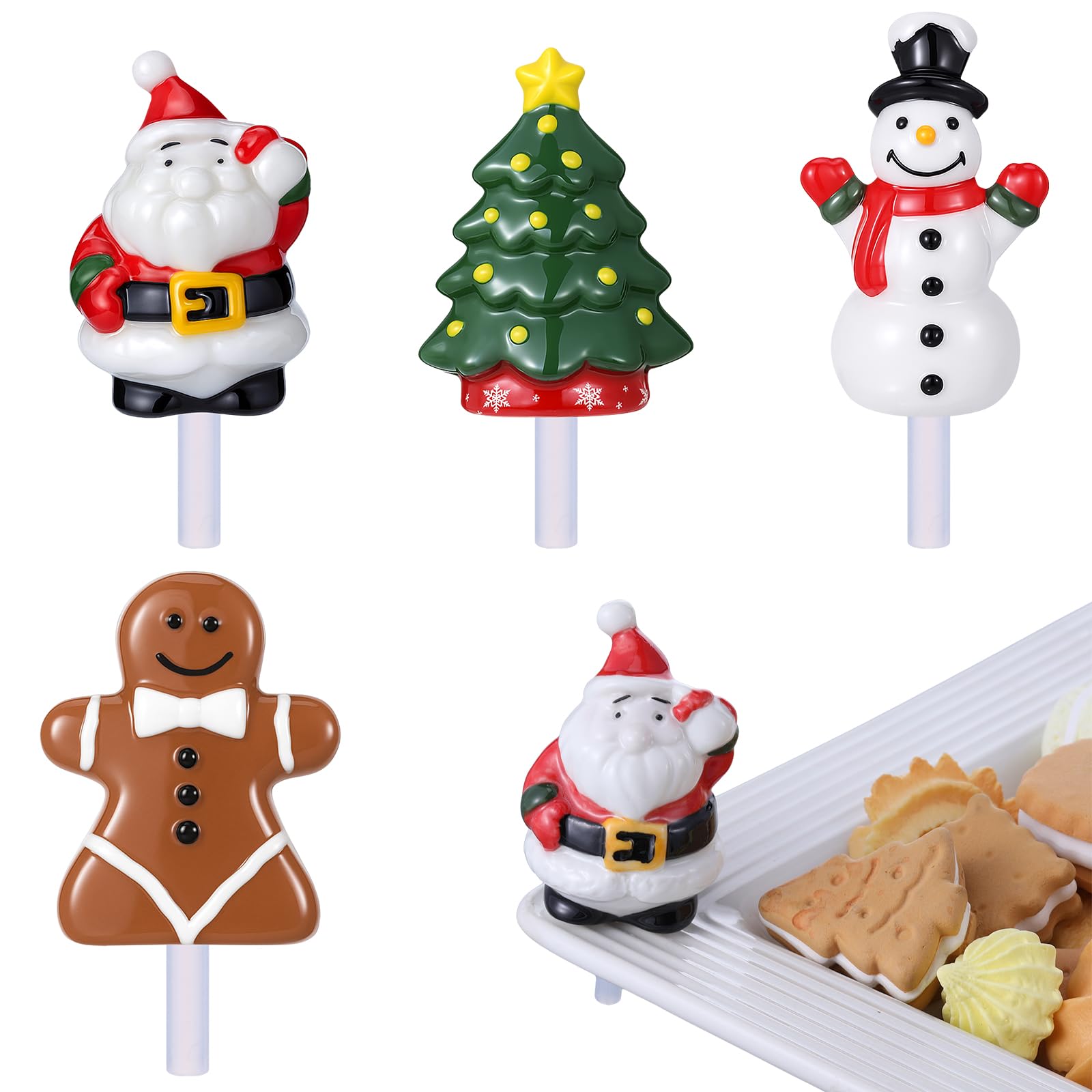 4 Pcs Christmas Hand-painted Ceramic Plates Santa Tree Snowman