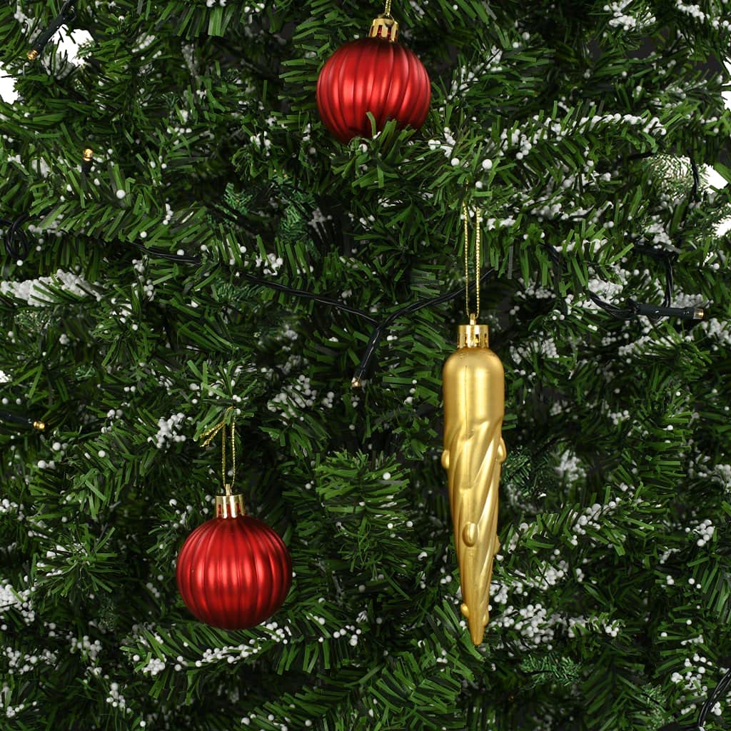 KOIECETA Schneiender Weihnachtsbaum mit Schirmfuß Schneefall Kugeln LED-Lampen Tannenbaum Christbaum Kunstbaum Dekobaum Schnee Grün 170cm