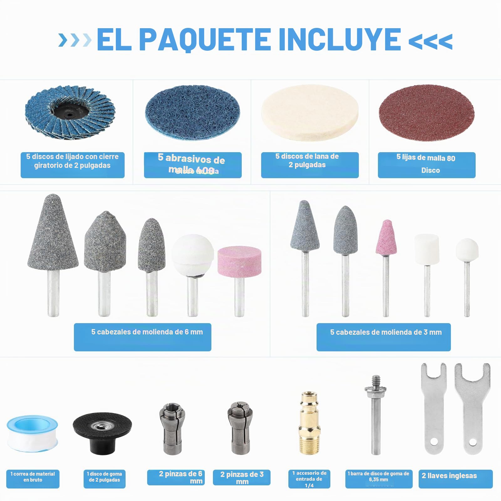 Lalago Juego de lijadora de aire comprimido de 90°,amoladora excéntrica,amoladora angular,lijadora de mano con disco de corindón de 50 mm,tapa de aire de 80 malla,disco de arena de lana,cabezal