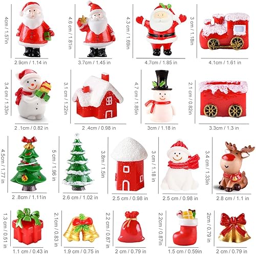 Miniatura 2 de 18 piezas de figuras en miniatura de Navidad, miniaturas de resina de Navidad, paisaje, árbol de Navidad, muñeco de nieve, figuras de Papá Noel para