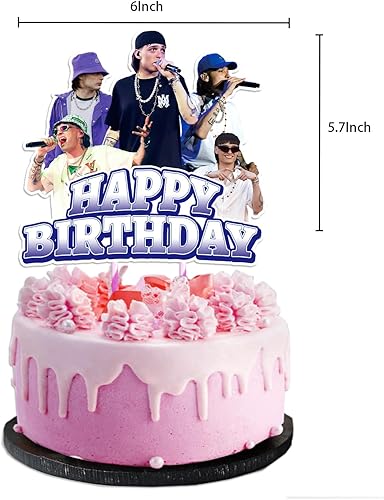 Miniatura 4 de Decoraciones de fiesta de cantante de Pluma, decoraciones de cumpleaños de cantante de Pluma incluyen pancarta de feliz cumpleaños, globos de