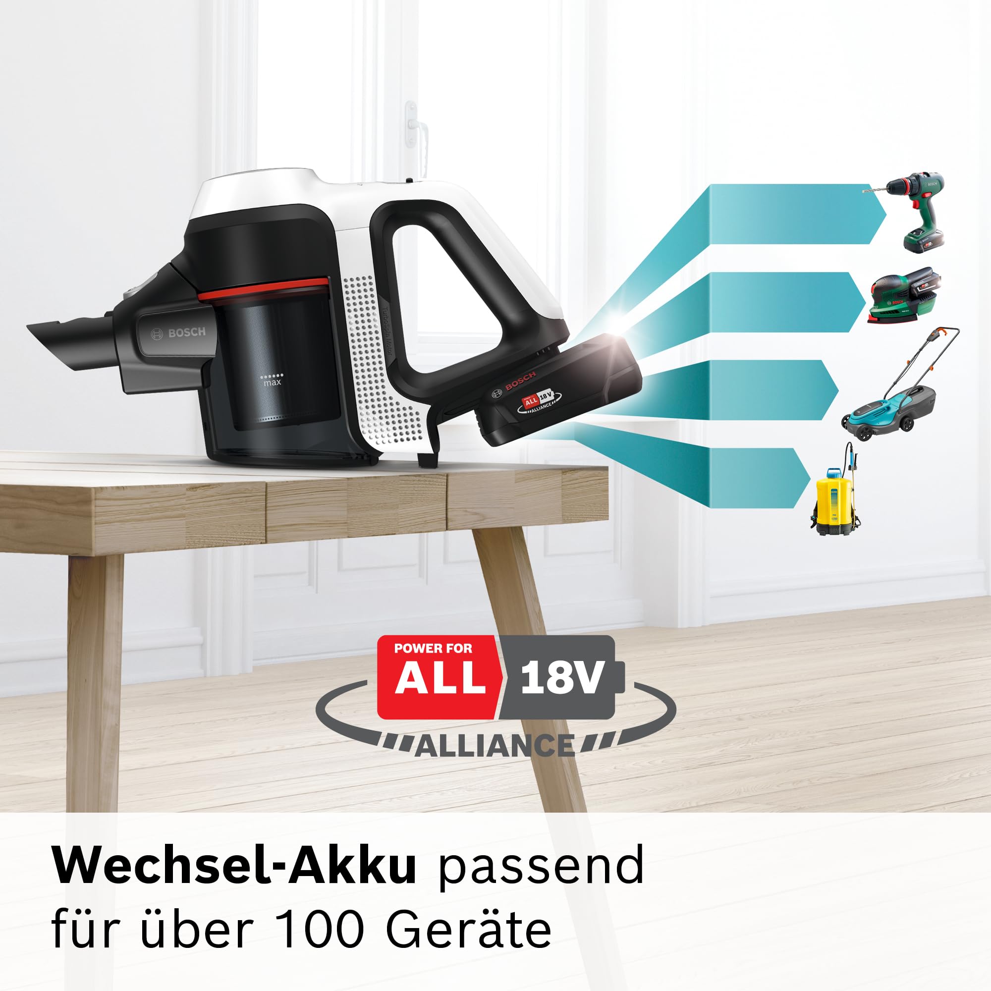 Bosch Akku-Staubsauger Unlimited 7 ProHygienic Aqua BKS71HYG4, kabellos, 2in1 Saugen & Wischen, Knickrohr, HEPA-Filtersystem, 10 J. Motorgarantie, Wechselakku, Mini-Turbo-Düse, Made in Germany, weiß