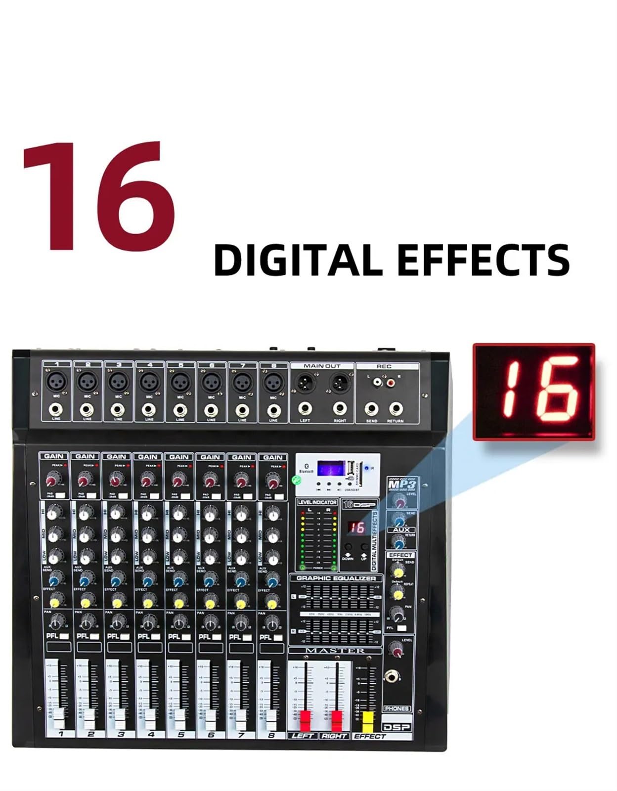 Mixer Professionale A 6 Canali Con Amplificatore Di Potenza Ad Alta Prestazioni Da Palco All-in-one Effetto DSP 700 W Watt per DJ professionisti