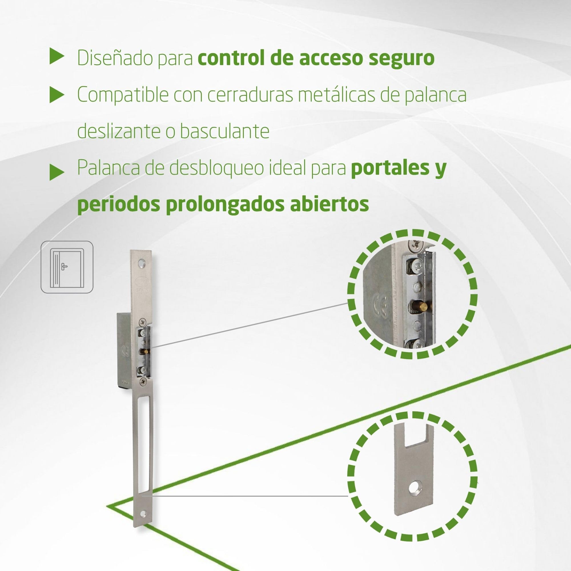 Amig - Abrepuertas Eléctrico de Embutir para Puertas - Mod.51-250 x 22 x 3 mm - Amperaje: 1,1 A - Incluye Bobina de 8-12 V de Corriente Alterna - Cerradero para Portales, Tiendas u Oficinas
