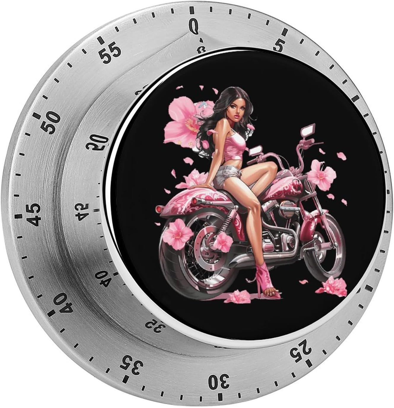 Scooter Bike Motorbike Gir Round Kitchen Timer Stainless Steel Mini Timer Countdown Countup Timers Loud Alarm Clock for Home