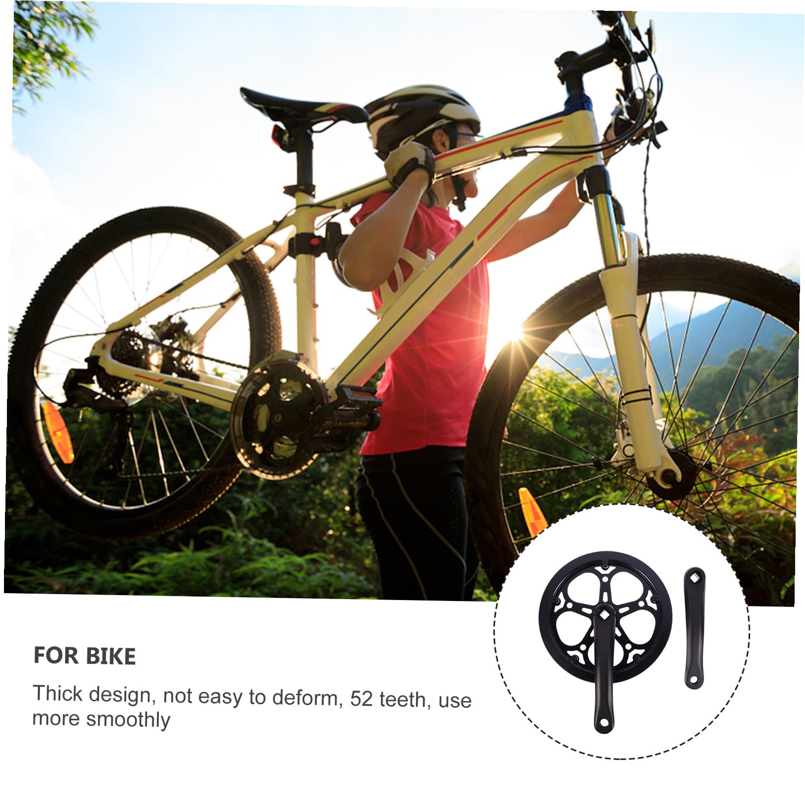 Guarnitura per Bici a velocità Singola Corona Singola 52 Denti Pedivella in Ferro 170 MM Resistente Accessori di Ricambio per Mountain Bike e Bici da Pista