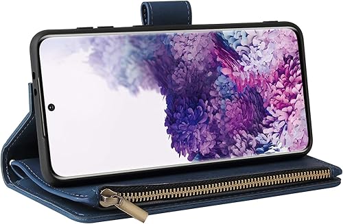 Miniatura 6 de LBYZCASE Funda de teléfono para Samsung Galaxy S21, Samsung S21 5G, funda de cuero con tapa de lujo, bolsillo con cremallera, correa de muñeca,