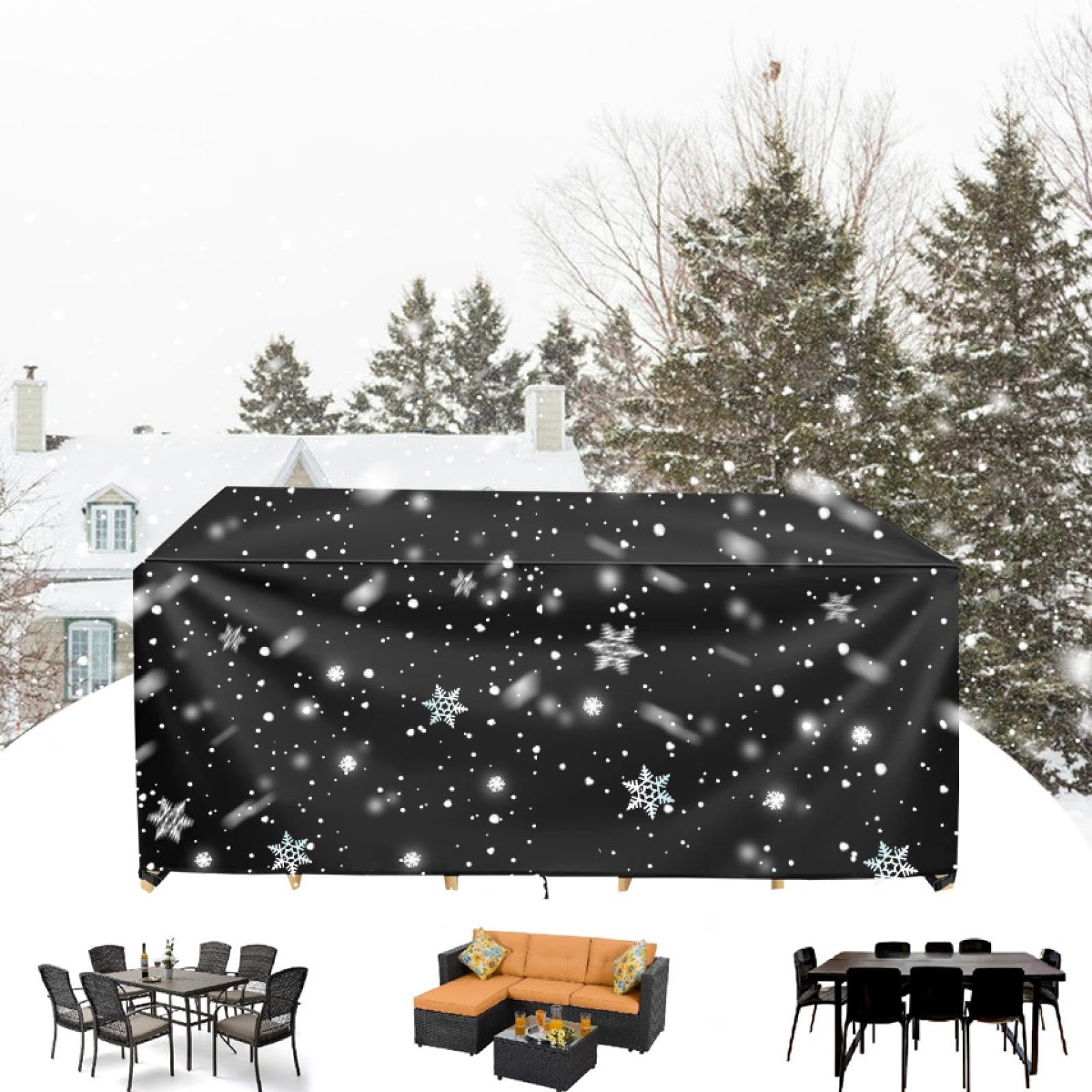Holeiluck Black Garden Furniture Covers Waterproof,Cover For Outdoor Furniture 250X120x74cm/Lxwxh Garden Table Covers Waterproof Rectangular Windproof, Anti-Uv,Patio Chair Table Covers, Patio Furniture Covers