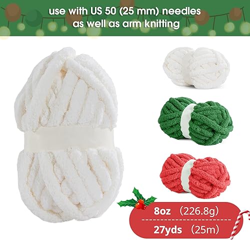 Vista 121 de HOMBYS Paquete de 8 hilos gruesos surtidos para tejer a ganchillo, hilo súper voluminoso, grande, suave y esponjoso, hilo de felpilla grueso para 4