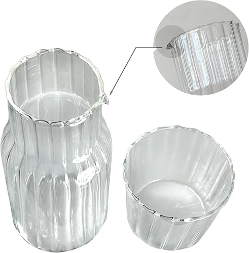 Miniatura 4 de Lilys Home Jarra de agua de noche de estilo vintage con vaso de vidrio uso en dormitorio baño o cocina uso como tapa 16 onzas