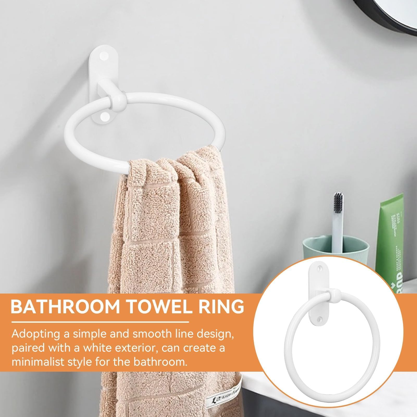Toallero De Anilla, Porta Toallas Redondo, Acero Inoxidable Percha De Baño, Anillos De Toalla Blancos Toallero De Aro Anillo De Toalla, Cocina, Montaje En Pared