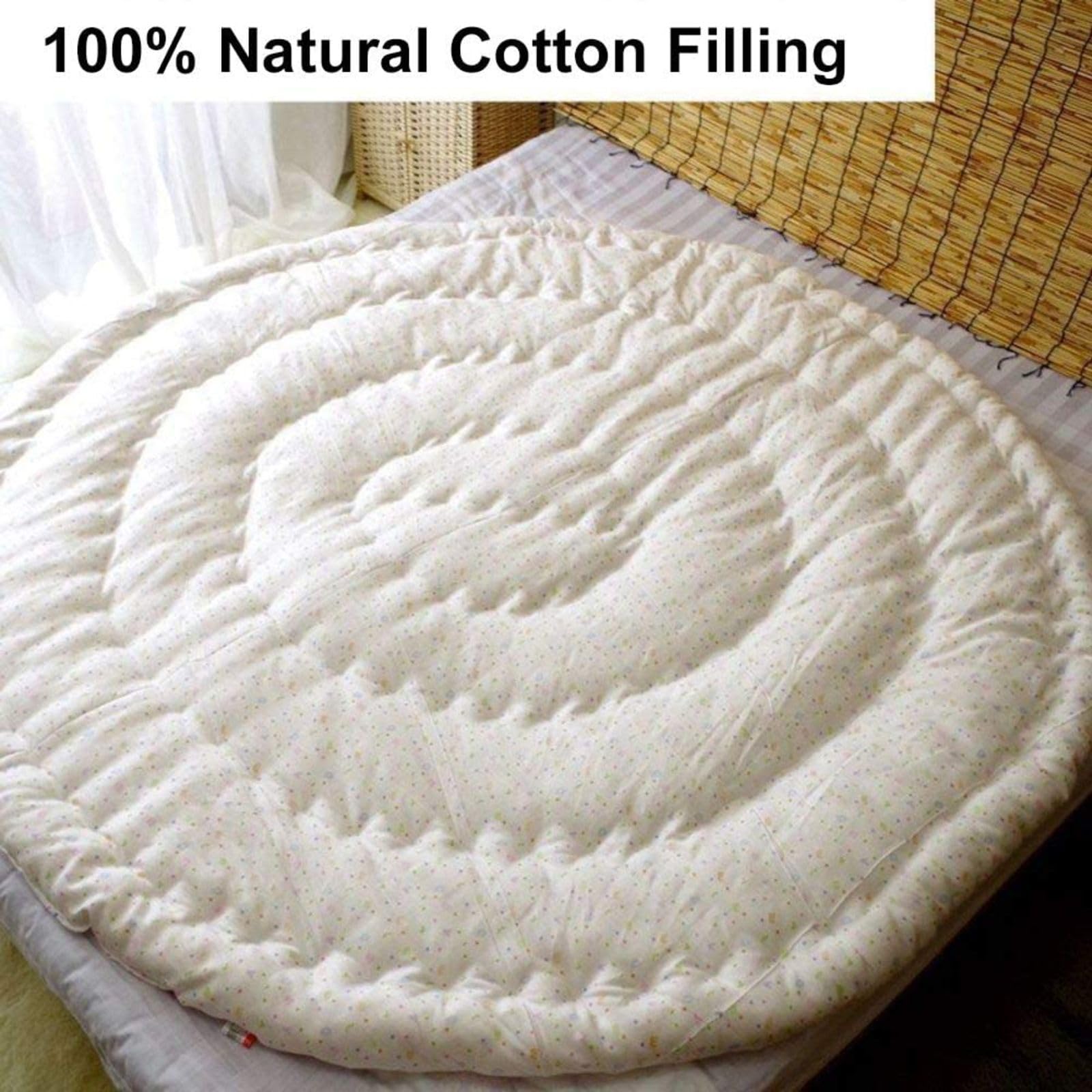 Genérico Cubrecolchón Redondo Suave y Esponjoso - Almohadilla de Confort Acolchada con Relleno de algodón 100% Grueso para un sueño Saludable - Extraíble y Reversible,5kg,D180cm(71inch)