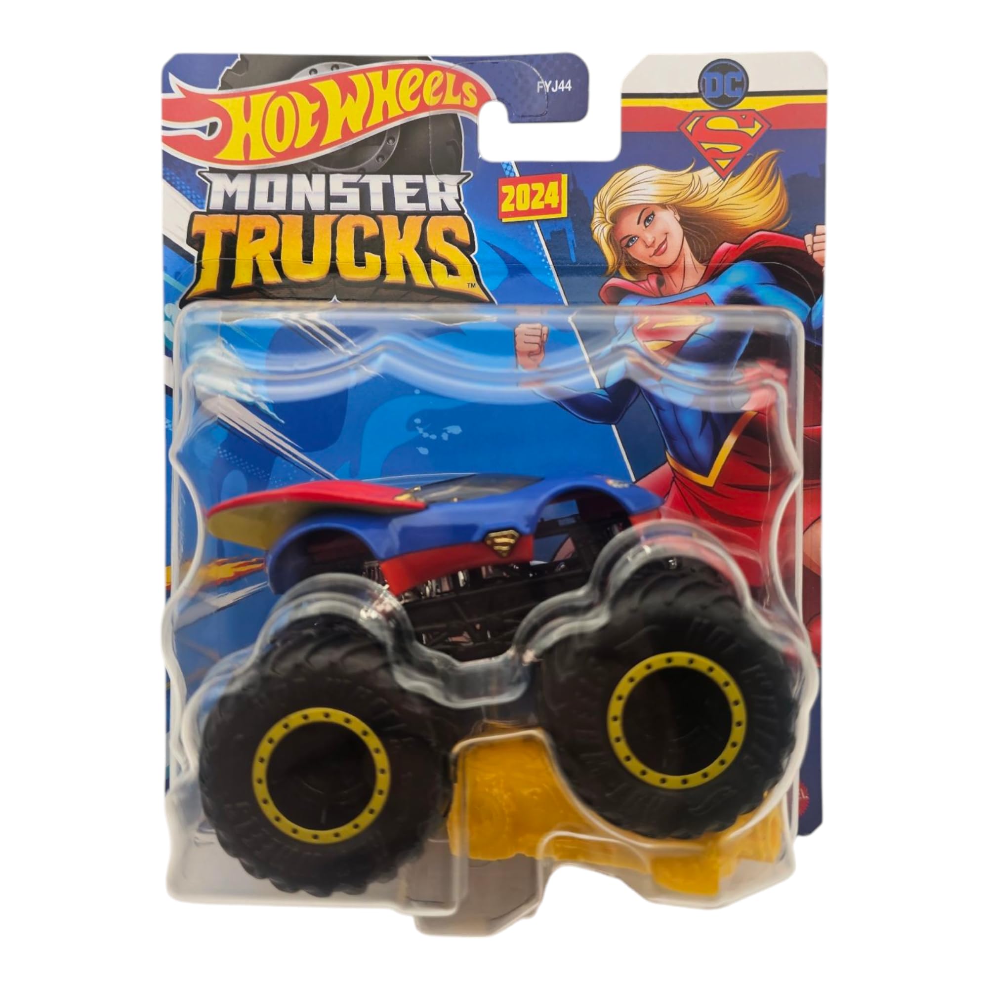 Hot Wheels Monster Trucks DC Supergirl, 2024 Edition, Die-Cast Vehicle, Blue and Red, 1:64
