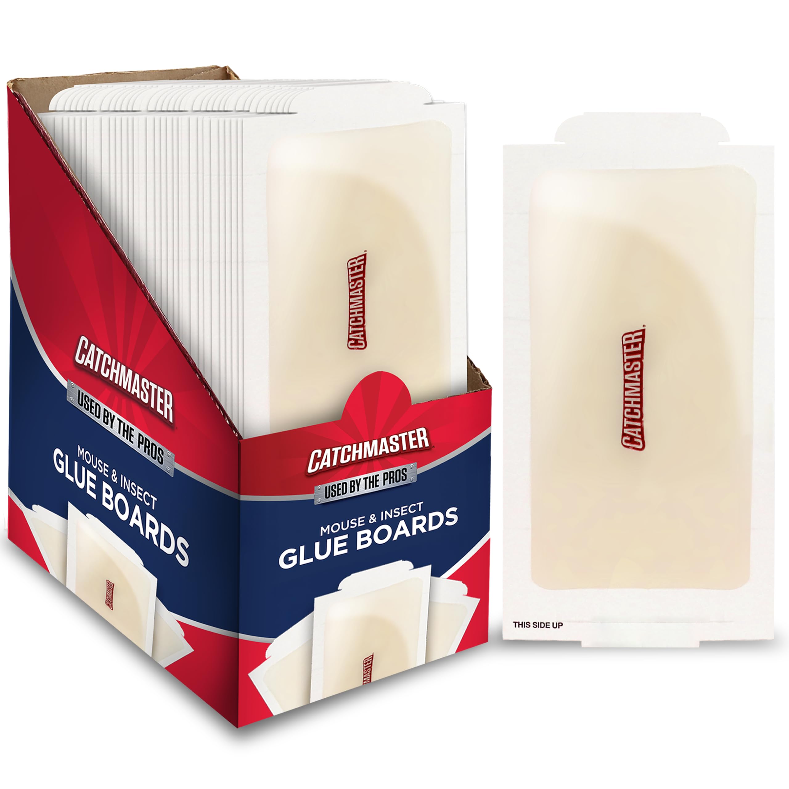 Catchmaster Small Mouse and Insect Glue Boards, 75-Pack Mouse Traps Indoor for Home, Sticky Pest Control Adhesive for Catching Bugs, Rats & Rodents, Bulk Glue Traps