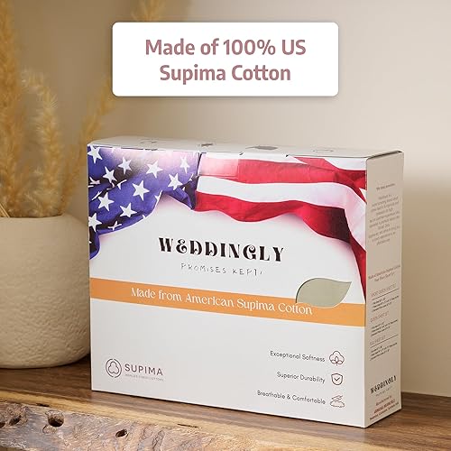 Miniatura 9 de Juego de sábanas de algodón Supima certificado King de 4 piezas, con moneda de fibra para mayor autenticidad, 100% algodón americano, bolsillo