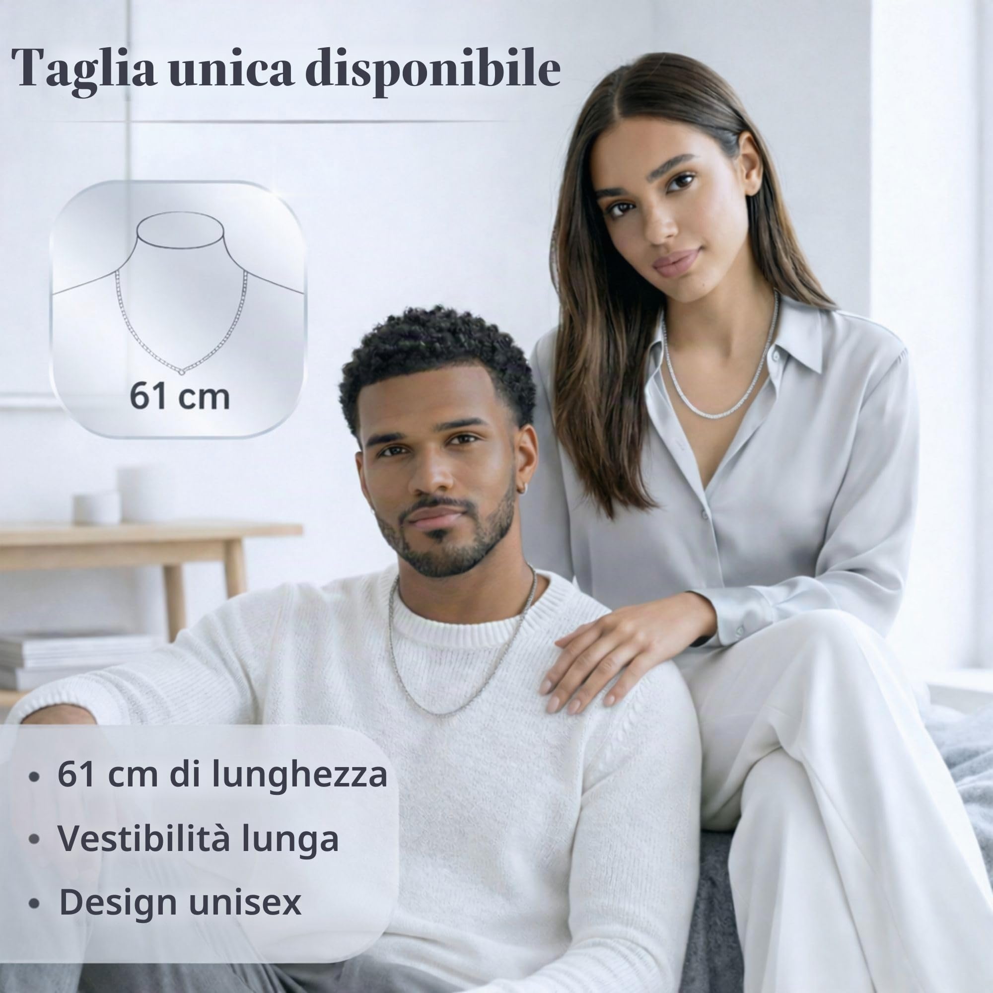 QUADRI - Collana Uomo e Donna Argento 925 - Modello Spiga - Made in Italy | Idea Regalo per Compleanno, Anniversario, San Valentino
