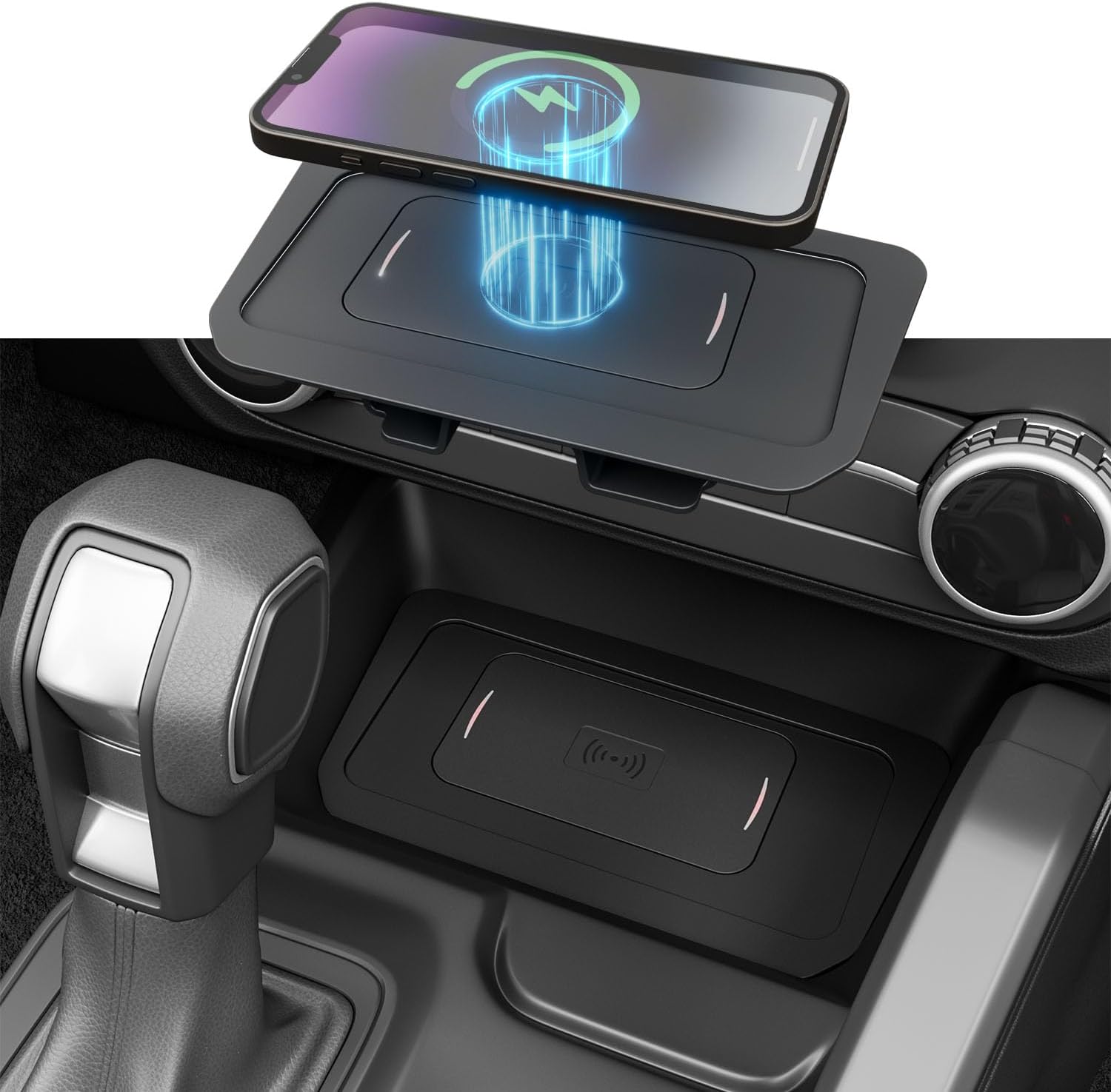 PTYYDS Wireless Charger Pad Compatible with 2021-2025 Ford Bronco 2/4-Door Wireless Charging Pad Replacement for 2021-2025 Ford Bronco Accessories
