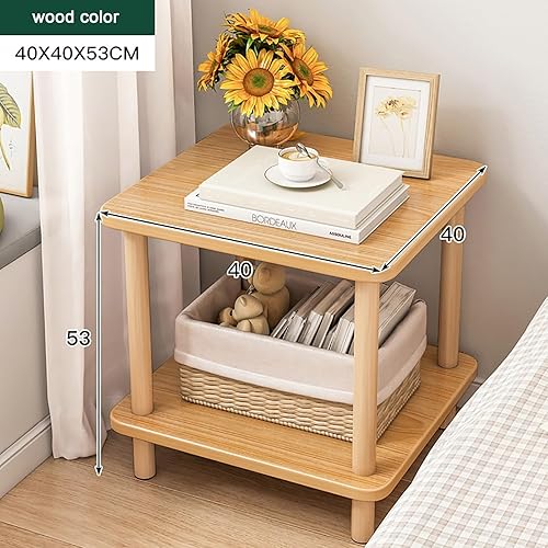 Miniatura 21 de Mesa auxiliar rectangular de varios tamaños con dos capas, espacio de almacenamiento para sala de estar, dormitorio, fácil montaje (color blanco +