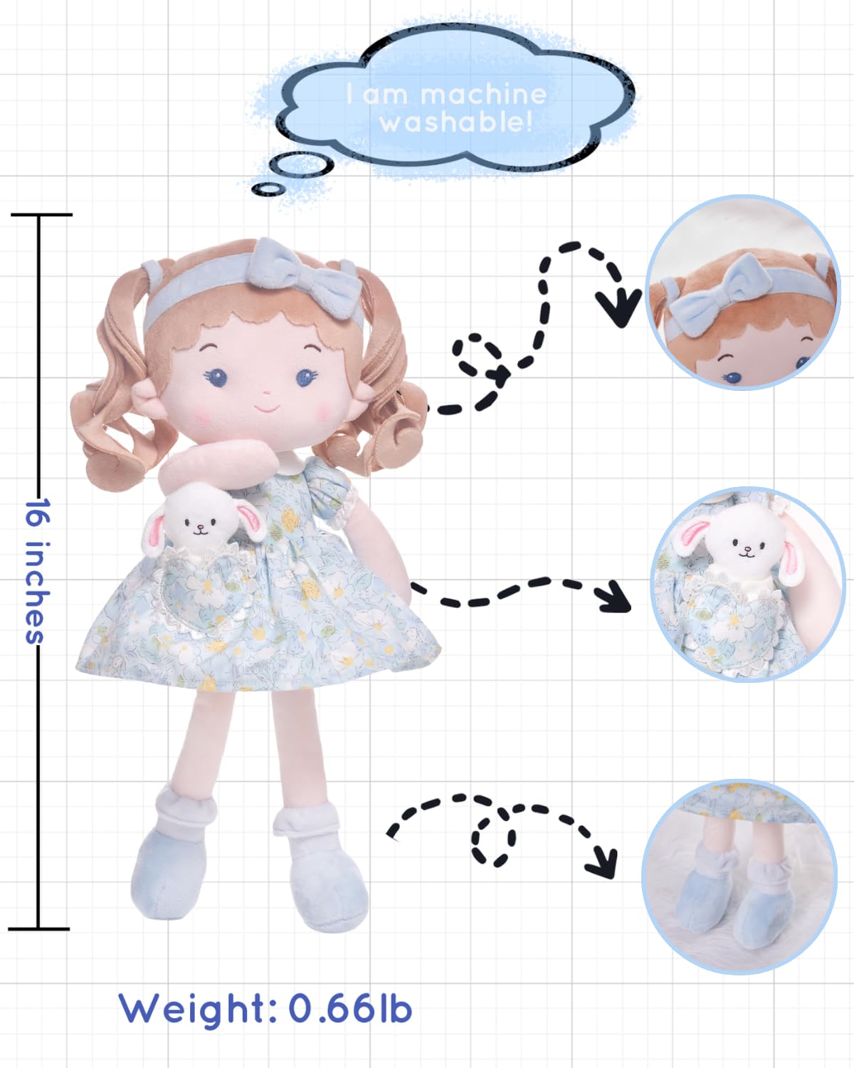LeyaDoll Bambola morbida - Daydream-Lily-and-Her Pet-Bunny