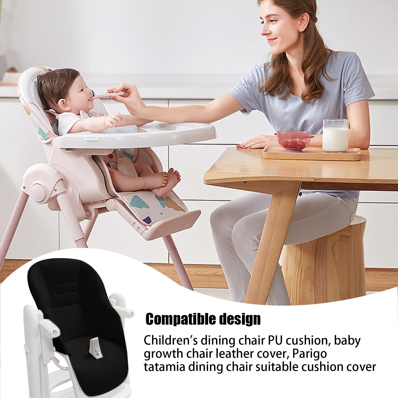 Baby Hochstuhl Kissenbezug, Universeller Baby-Esszimmerstuhlbezug, PU-Leder Hochstuhl Sitzauflage Universeller Ersatzbezug Für Für Peg Perego, Kosmic Jané, Baoneo, Siesta Zero3 80X40cm
