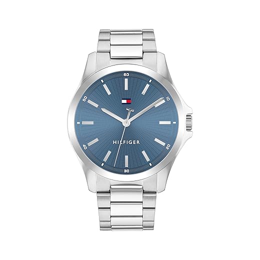 Tommy Hilfiger Relógio masculino de quartzo 3H, pulseira de aço inoxidável, resistente à água 3 ATM, relógio moderno e elegante, presente perfeito para ele, 42 mm
