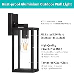 2 Pack Matte Black Outdoor Porch Wall Sconce Light Fixture | Modern Anti-Rust Weatherproof Aluminum Wall Lamp,Open Bottom,UL Listed,Ideal for house,exterior,front‑door,patio,garage.