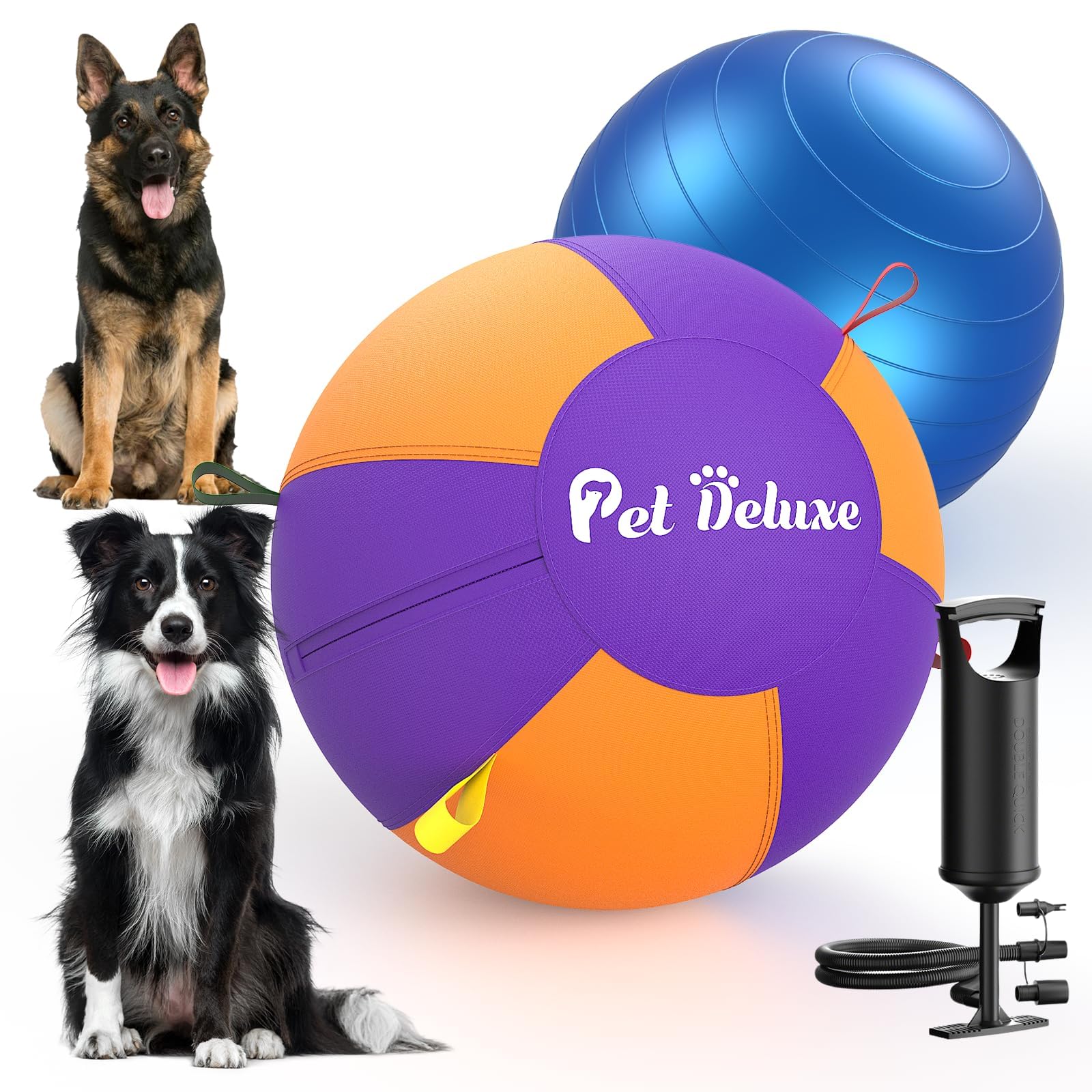 Hundehüttenball für Hunde, 45,7 cm, Herding Ball für Australian Shepherd Collie, Border Collies, Rinder und mittelgroße bis große Rassen, schnell aufblasende Pumpe, langlebige und wasserdichte